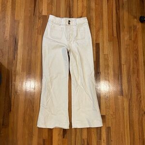 Women's off white wide leg high waisted sailor jeans